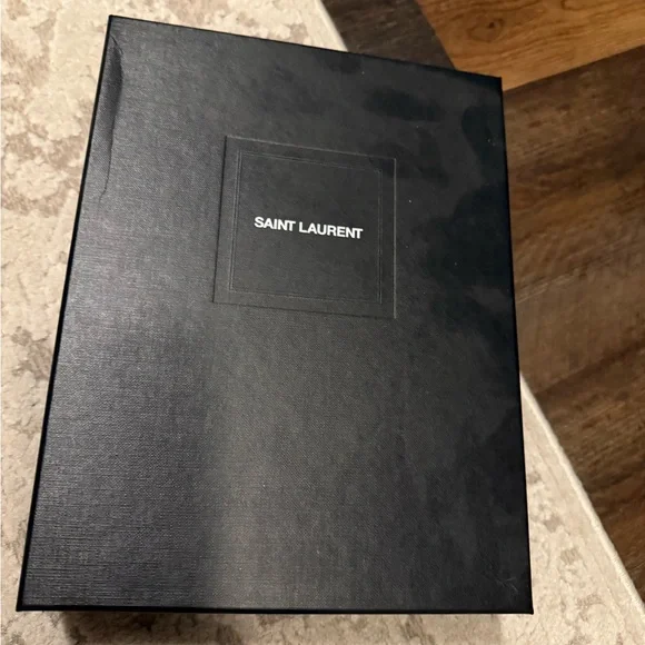 Saint Laurent Black Chevron Clutch with Gold Chain - Picture 2 of 7